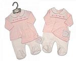 Gesmockter Baby Mädchen Faux-Zweiteiler mit Mütze - Vögelchen