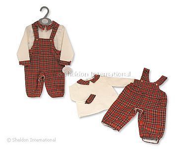 Baby Jungen Schottenkaro Latzhosen-Zweiteiler - 12-24 Monate - Großhandel