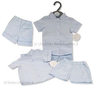 Baby Jungen Shorts Zweiteiler - Hellblau - 12-24 Monate - Großhandel