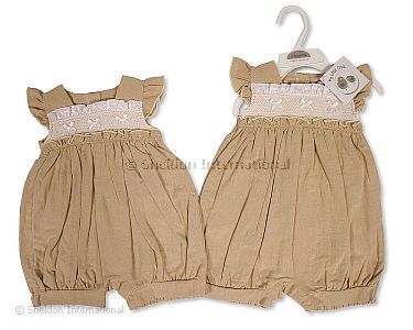 Baby Mädchen Spielhose mit Smocking und Schleifen - Großhandel