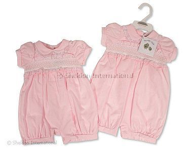 Baby Mädchen Spielhose mit Smocking und Spitze - Großhandel