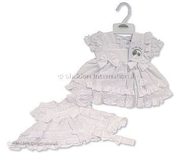 Gestuftes Baby Kleidchen mit Stickerei und Schleifen - Großhandel
