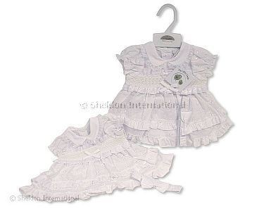 Gestuftes Baby Kleidchen mit Smocking und Schleife - 6-24 Monate - Großhandel