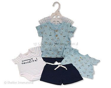 Baby Jungen Shorts-Dreiteiler - Hündchen - Großhandel