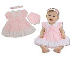 Baby Kleidchen Rosa mit Rüschen und Spitzen-Kragen - 0-6 Monate