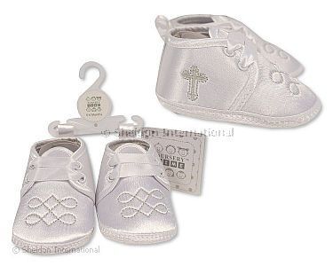 Baby Jungen Taufschuhe - Kreuz - Grau - Großhandel