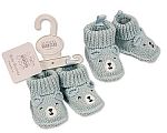 Gestrickte Booties - Teddy Gesicht - Hellblau Großhandel