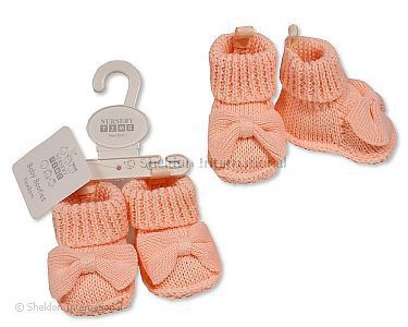 Gestrickte Baby Booties mit Schleife - Großhandel