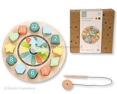 Formsortier-Uhr Lernspielzeug aus Holz - Großhandel