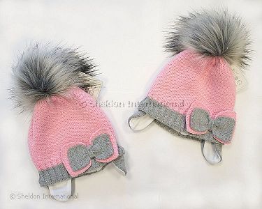 Baby Mädchen Pudelmütze mit Baumwoll-Futter - 327r - Großhandel