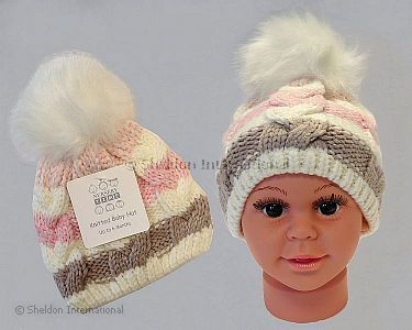 Baby Mädchen Bommelmütze mit Futter - 333p - Großhandel