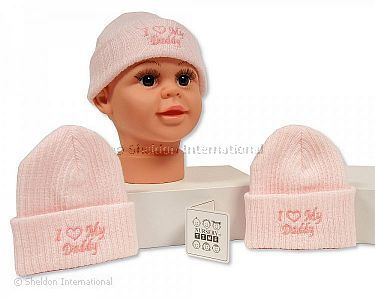 Baby Mädchen Strick-Mützchen - I Love Daddy - Großhandel