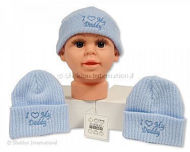 Baby Jungen Strick-Mützchen - I Love Daddy - Großhandel