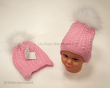 Baby Mädchen Pudelmütze mit Baumwoll-Futter - 455p - Großhandel