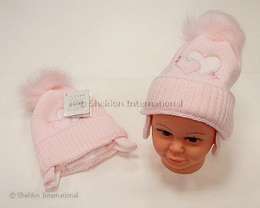 Baby Mädchen Pudelmütze mit Baumwoll-Futter - 458p - Großhandel