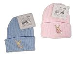Strick-Mütze mit Häschen Stickerei - Rosa/Blau Großhandel