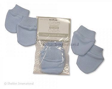 Baby Kratz-Handschuhe - Hellblau -  2-er Packs - Großhandel