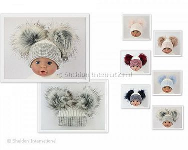 Baby Pudelmütze mit Doppel-Bommel - Small/Medium - 7 Farben - Großhandel