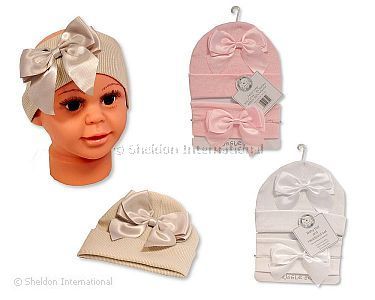 Baby Mädchen Mütze und Haarband Set mit Schleifen - Großhandel