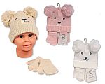 Bommel-Mütze und Handschuh Set Großhandel