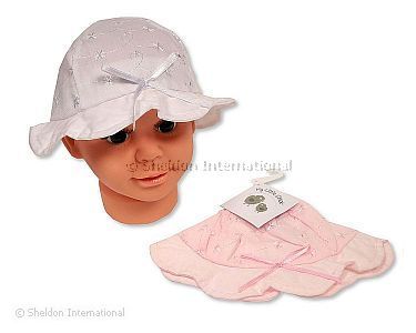 Baby Mädchen Sommer-Hut mit Stickerei und Schleife - Großhandel