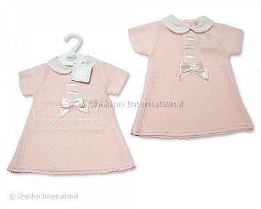 Baby Mädchen Strick-Kleid mit Schleife und Spitze - Großhandel