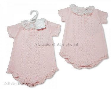 Baby Mädchen Strick-Spielhose mit Spitzenkragen - Großhandel