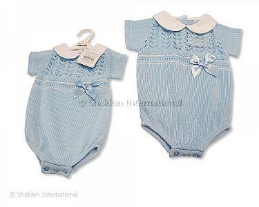 Baby Jungen Strick-Spielanzug mit Schleife - Großhandel