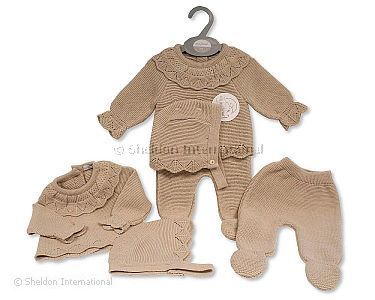 Baby Strick-Dreiteiler mit Kragen - Großhandel