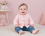 Mädchen Kinderwagen-Strickjacke mit Bommeln Großhandel