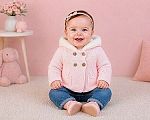 Mädchen Kinderwagen-Strickjacke mit Pelz-Kapuze Großhandel
