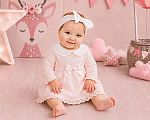 Mädchen Strickkleid mit Spitzenkragen und Schleife Großhandel