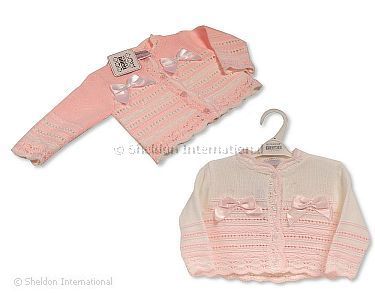 Baby Mädchen Strickjacke mit Schleifen - 585 - Ngb-9 Monate - Großhandel