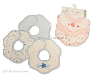 Baby Lätzchen 3er-Pack - Herz/Stern - Großhandel