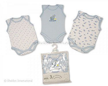 Jungen 3-er Pack ärmelloser Baumwoll-Body - Großhandel