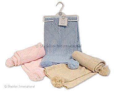 Baby Strickdecke mit Bommeln - Großhandel