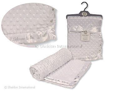 Baby Noppen-Wickeldecke mit Satin-Einfassung - Welcome to the World - Großhandel