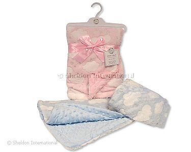 Baby Wickeldecke mit Noppen-Velour-Rückseite - Wolken/ Herzen - Großhandel