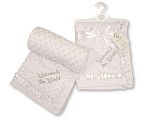 Noppen-Velour-Wickeldecke mit Spitze - ' Welcome to the World' Großhandel