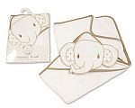 Baby 3D Kapuzenhandtuch - Elefant - Weiß/Taupe