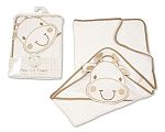 Baby 3D Kapuzenhandtuch - Giraffe - Weiß/Taupe