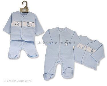 Gesmockter Baby Jungen Zweiteiler - Umarme Mich - Großhandel