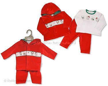 Gesmockter Weihnachts- Baby-Dreiteiler - Schneemann - Großhandel