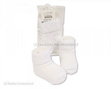 Baby Umschlag-Socken - Weiß - Großhandel