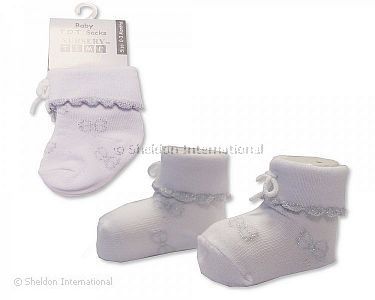 Baby Mädchen Umschlag-Socken - Weiß - Großhandel