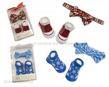 Baby Jungen Socken und Fliege Set in Box - Großhandel