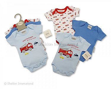 Baby Kurzarm-Body Geschenkset 3 tlg - Feuerwehr - 6-18 Monate - Großhandel