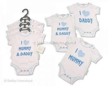 Kurzarm-Body Geschenkset 3 tlg - I Love Mummy/Daddy - Jungen - Großhandel