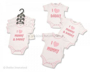 Kurzarm-Body Geschenkset 3 tlg - I Love Mummy/Daddy - Mädchen - Großhandel