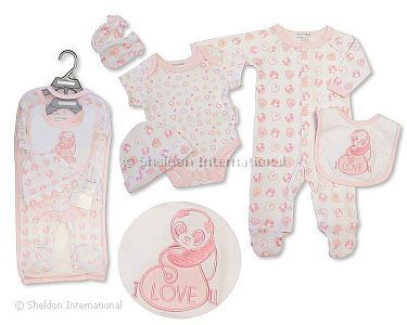 Baby Mädchen Geschenkset 5 tlg. - I Love You - Großhandel